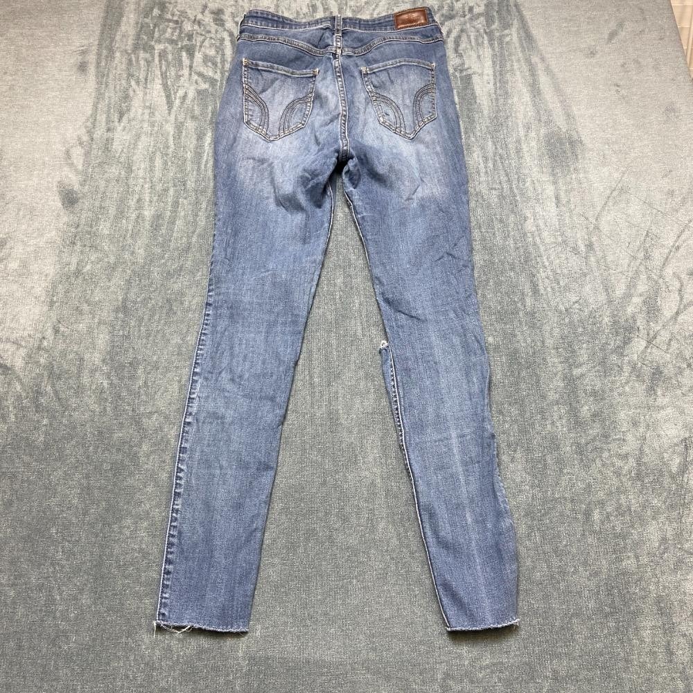 Hollister Jeans Women 5R 27x30 Blue Denim Cotton Stretch Straight Leg Distressed
